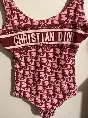 Dior Pink & Burgundy Logo One-Piece Bodysuit
